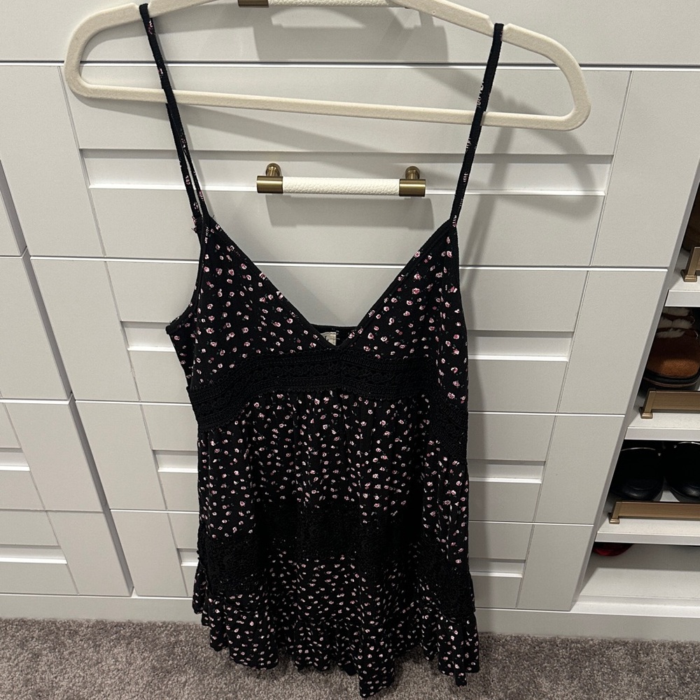 POL Black and Pink Spaghetti Strap Tunic